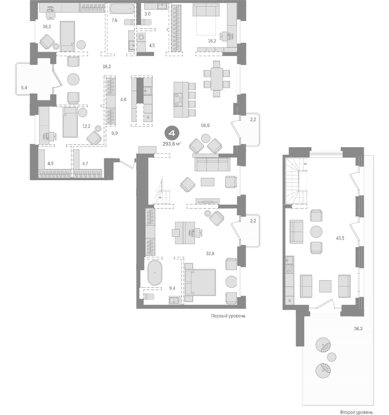 Планировка 5-к.кв 247.70 м² в ЖК «На Декабристов»