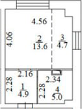 Планировка студии 28.20 м² в ЖК «Апартаменты лофт-парка ОАЗИС»