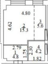 Планировка студии 29.90 м² в ЖК «Апартаменты лофт-парка ОАЗИС»
