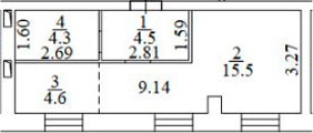Планировка студии 28.90 м² в ЖК «Апартаменты лофт-парка ОАЗИС»