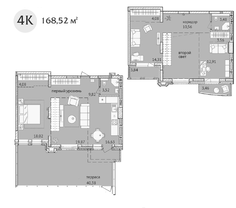 Планировка 4-к.кв 120.84 м² в ЖК «Заельцовский New»