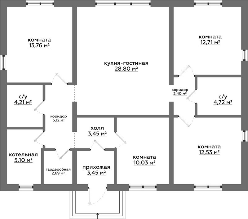 Планировка коттедж 109.00 м² в ЖК «Коттеджный поселок Смарт. Кольцово. БауАртЭстетика»