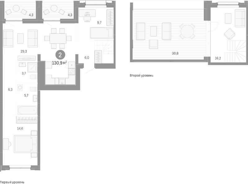 Планировка 3е-к.кв 91.50 м² в ЖК «Европейский берег»