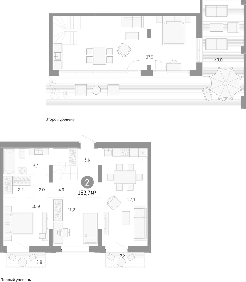 Планировка 3е-к.кв 104.10 м² в ЖК «Европейский берег»