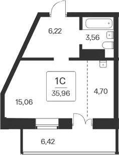 Планировка студии 29.54 м² в ЖК «Сакура парк»