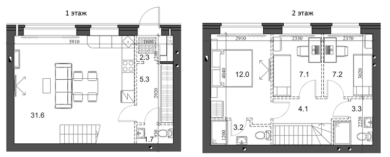 Планировка таунхаус 79.60 м² в ЖК «Коттеджный поселок Березки Садовый»
