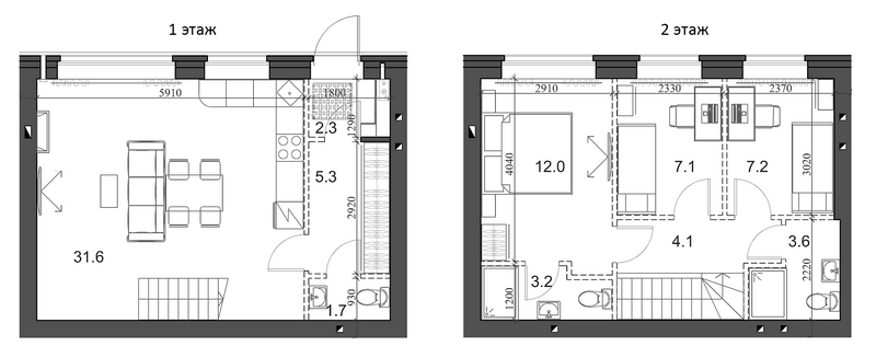 Планировка таунхаус 79.20 м² в ЖК «Коттеджный поселок Березки Садовый»