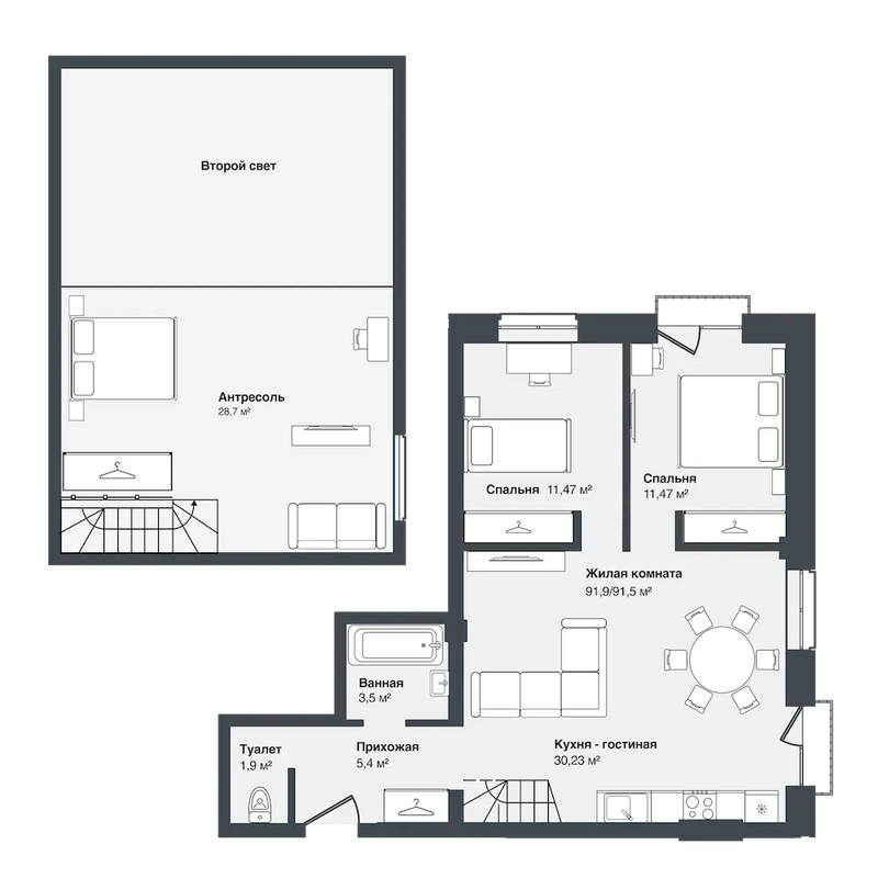 Планировка 4е-к.кв 91.50 м² в ЖК «Мечта»