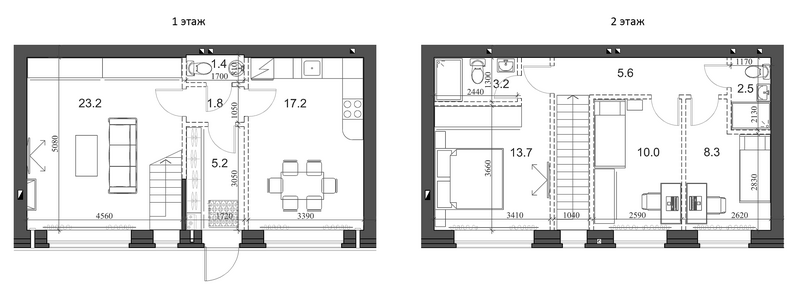 Планировка таунхаус 96.00 м² в ЖК «Коттеджный поселок Березки Садовый»