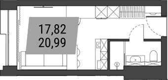 Планировка студии 20.99 м² в ЖК «Лэнд Лорд»