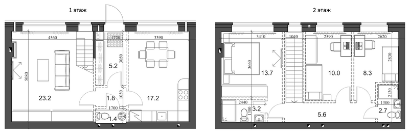 Планировка таунхаусы 95.60 м² в ЖК «Коттеджный поселок Березки Садовый»
