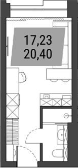 Планировка студии 20.40 м² в ЖК «Лэнд Лорд»