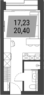 Планировка студии 20.40 м² в ЖК «Лэнд Лорд»