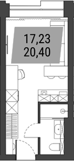 Планировка студии 20.40 м² в ЖК «Лэнд Лорд»