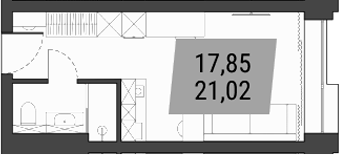 Планировка студии 21.02 м² в ЖК «Лэнд Лорд»