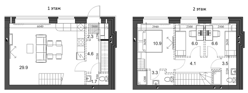 Планировка таунхаус 74.90 м² в ЖК «Коттеджный поселок Березки Садовый»