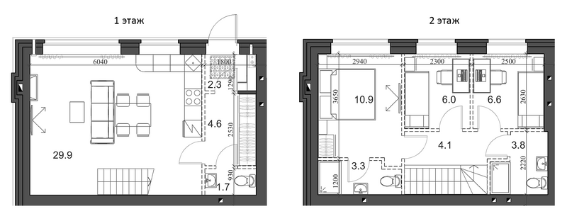Планировка таунхаус 75.20 м² в ЖК «Коттеджный поселок Березки Садовый»