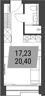 Планировка студии 20.40 м² в ЖК «Лэнд Лорд»