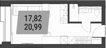 Планировка студии 20.99 м² в ЖК «Лэнд Лорд»