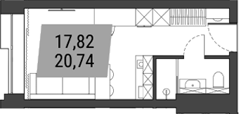 Планировка студии 20.74 м² в ЖК «Лэнд Лорд»