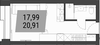 Планировка студии 20.91 м² в ЖК «Лэнд Лорд»