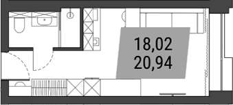 Планировка студия 20.94 м² в ЖК «Лэнд Лорд»