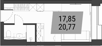 Планировка студия 20.77 м² в ЖК «Лэнд Лорд»