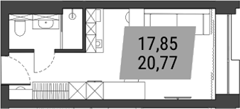 Планировка студия 20.77 м² в ЖК «Лэнд Лорд»