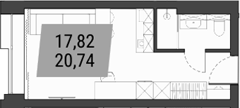 Планировка студия 20.74 м² в ЖК «Лэнд Лорд»
