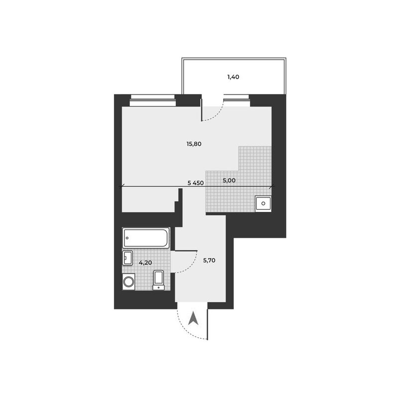 Планировка студии 30.70 м² в ЖК «ДНК»