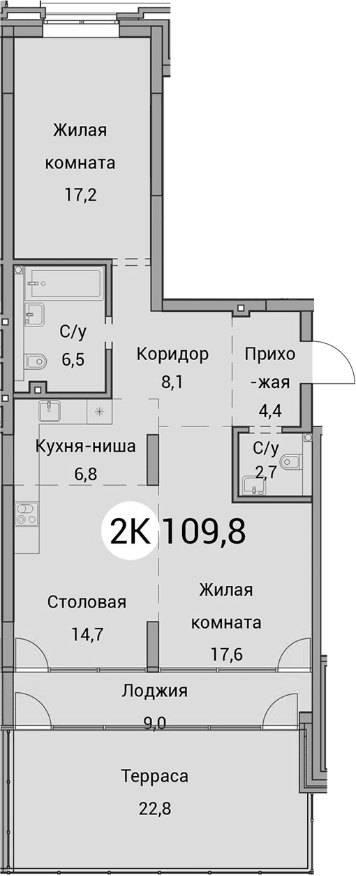 Планировка 3е-к.кв 78.00 м² в ЖК «Тайм Сквер»