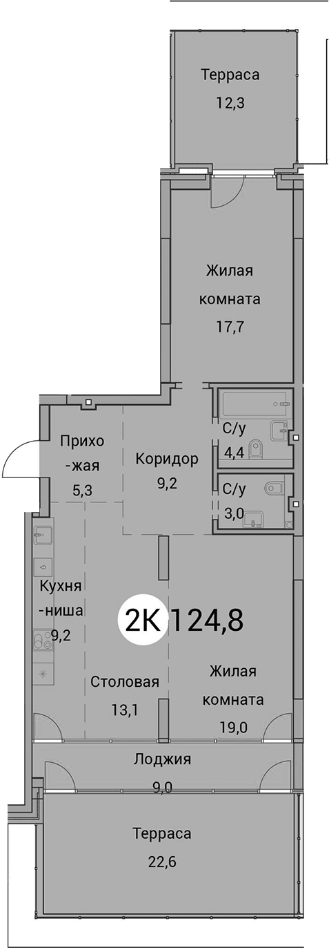 Планировка 3е-к.кв 80.90 м² в ЖК «Тайм Сквер»