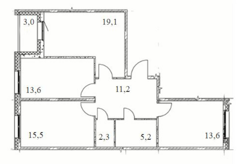 Планировка 3-к.кв 80.50 м² в ЖК «Счастье в Кольцово»