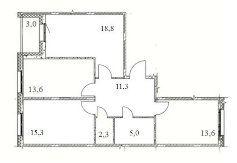 Планировка 3-к.кв 79.90 м² в ЖК «Счастье в Кольцово»