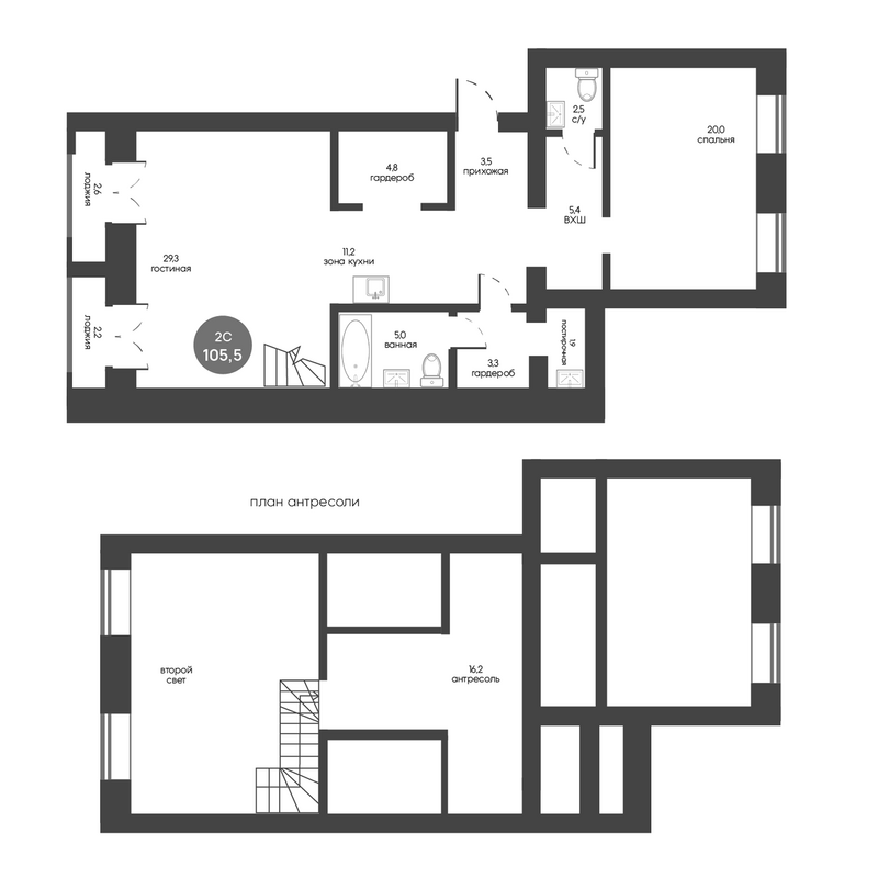 Планировка 2е-к.кв 103.10 м² в ЖК «Белозерский. Томск»