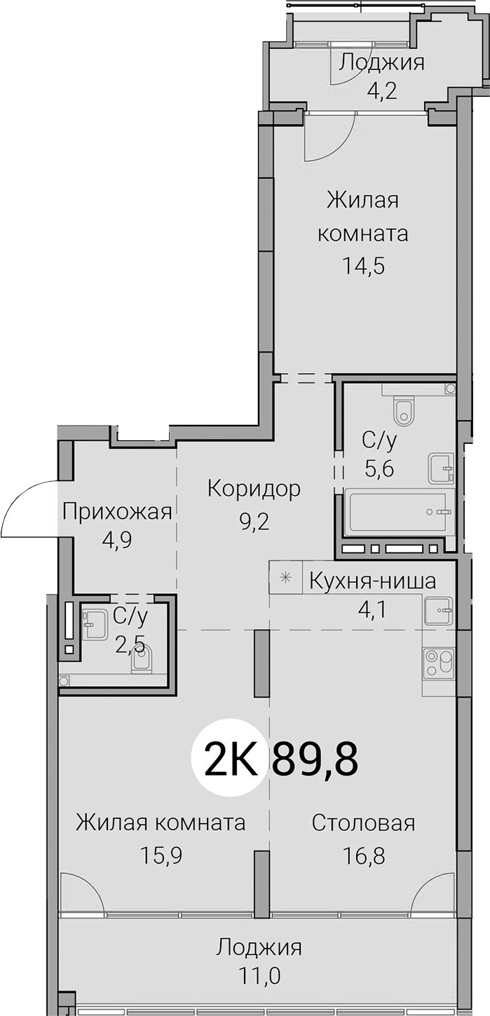 Планировка 3е-к.кв 73.50 м² в ЖК «Тайм Сквер»