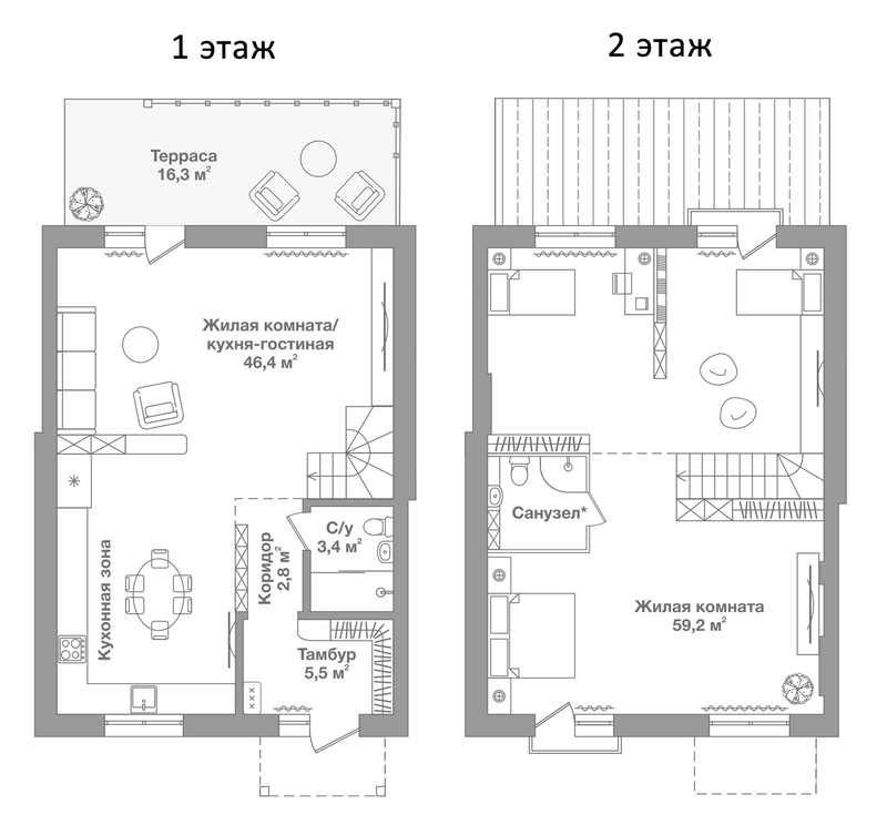 Планировка таунхаусы 117.31 м² в ЖК «Жилой Квартал Высокой Культуры Ясный»