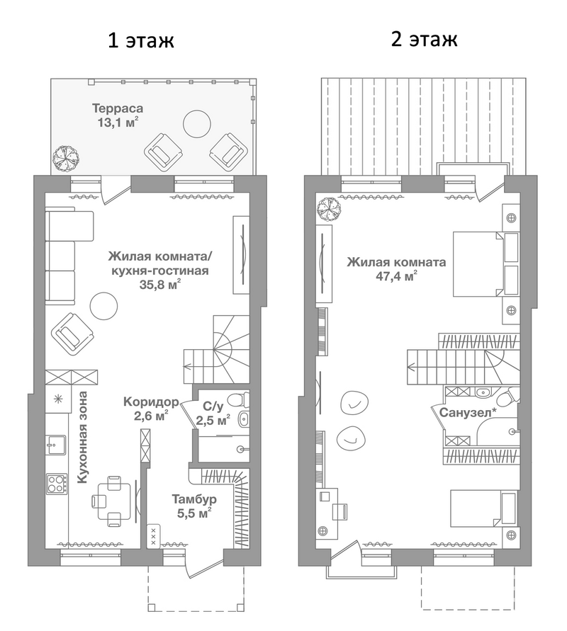 Планировка таунхаусы 93.77 м² в ЖК «Жилой Квартал Высокой Культуры Ясный»