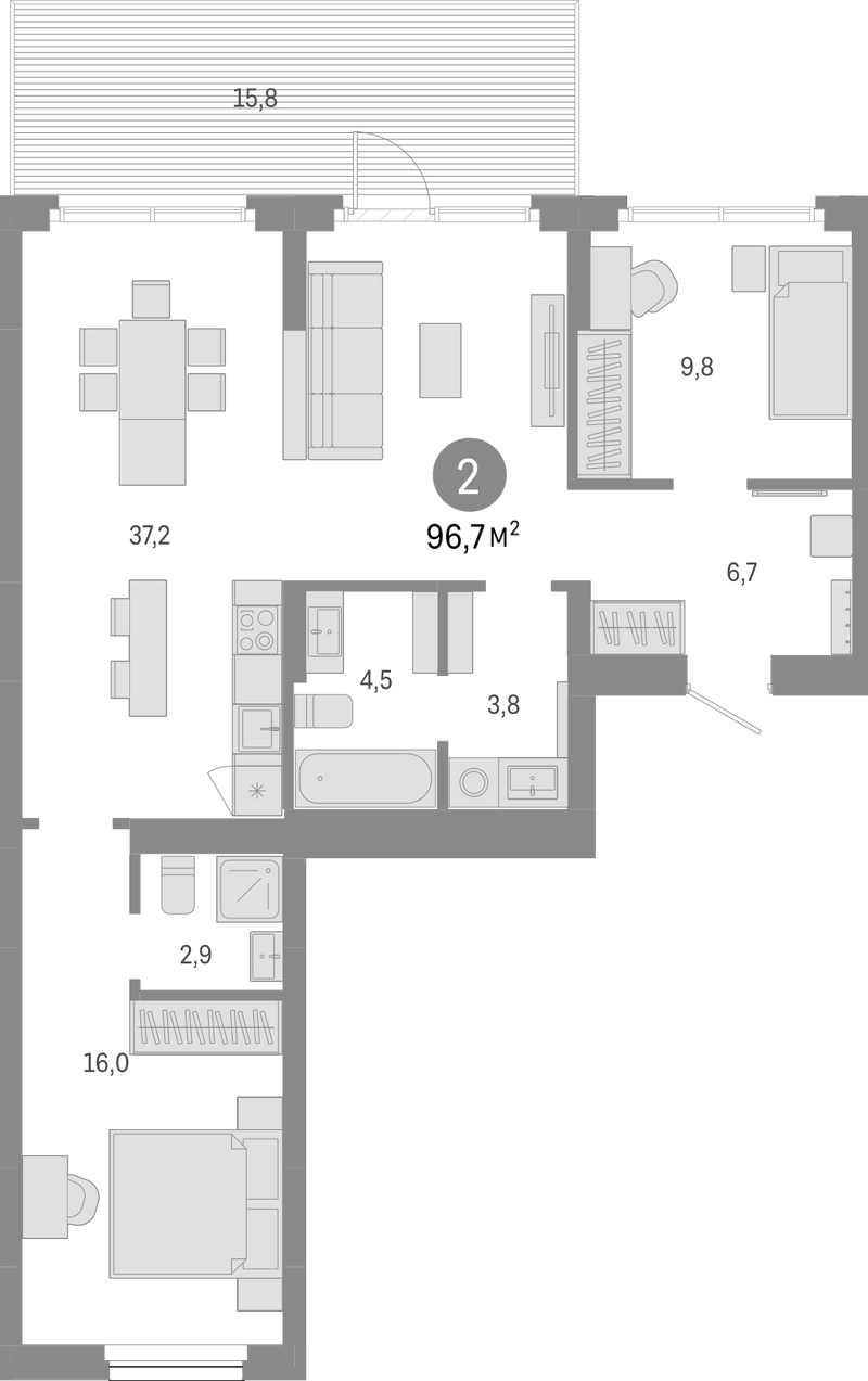 Планировка 3е-к.кв 80.90 м² в ЖК «Лебедевский»