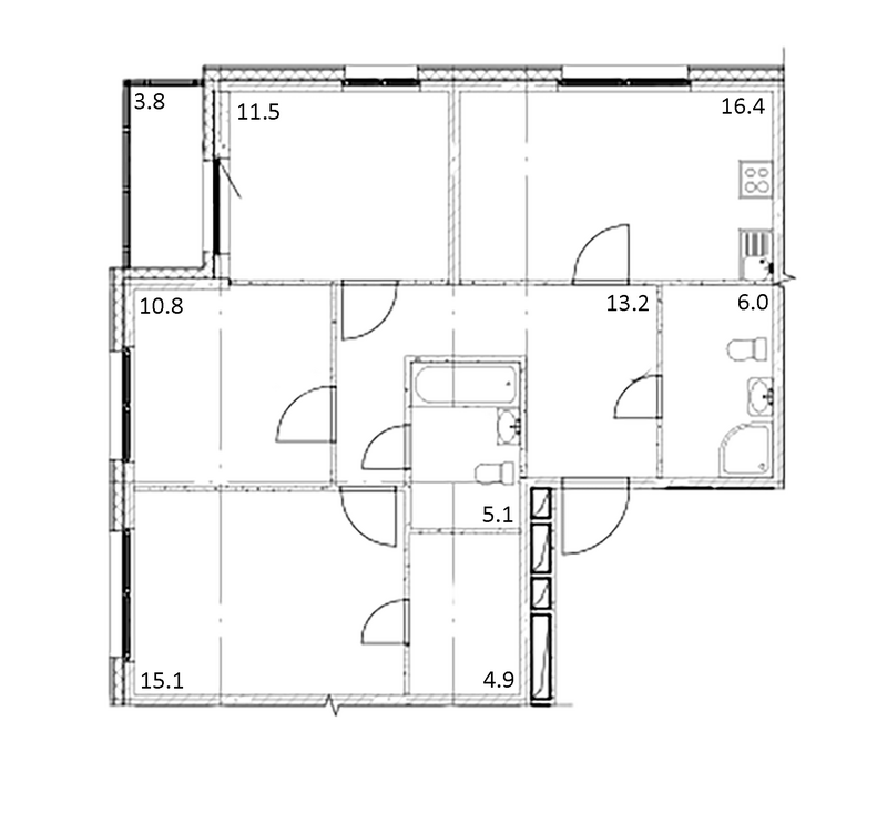 Планировка 3-к.кв 83.00 м² в ЖК «Счастье в Кольцово»