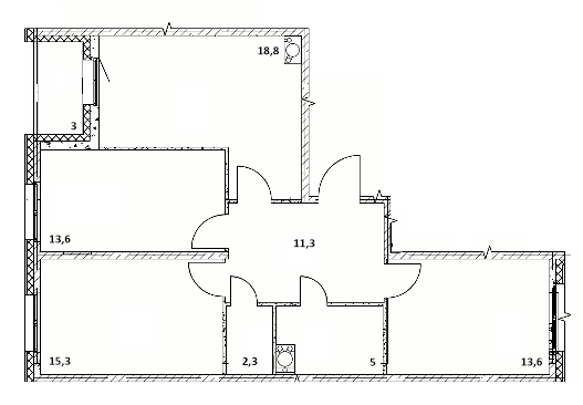 Планировка 3-к.кв 79.90 м² в ЖК «Счастье в Кольцово»