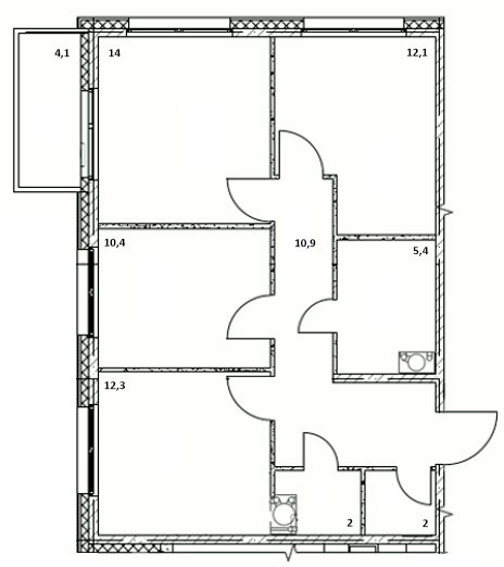 Планировка 3-к.кв 69.07 м² в ЖК «Счастье в Кольцово»