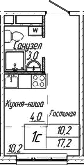 Планировка студии 17.20 м² в ЖК «Шория-Град. Шерегеш»