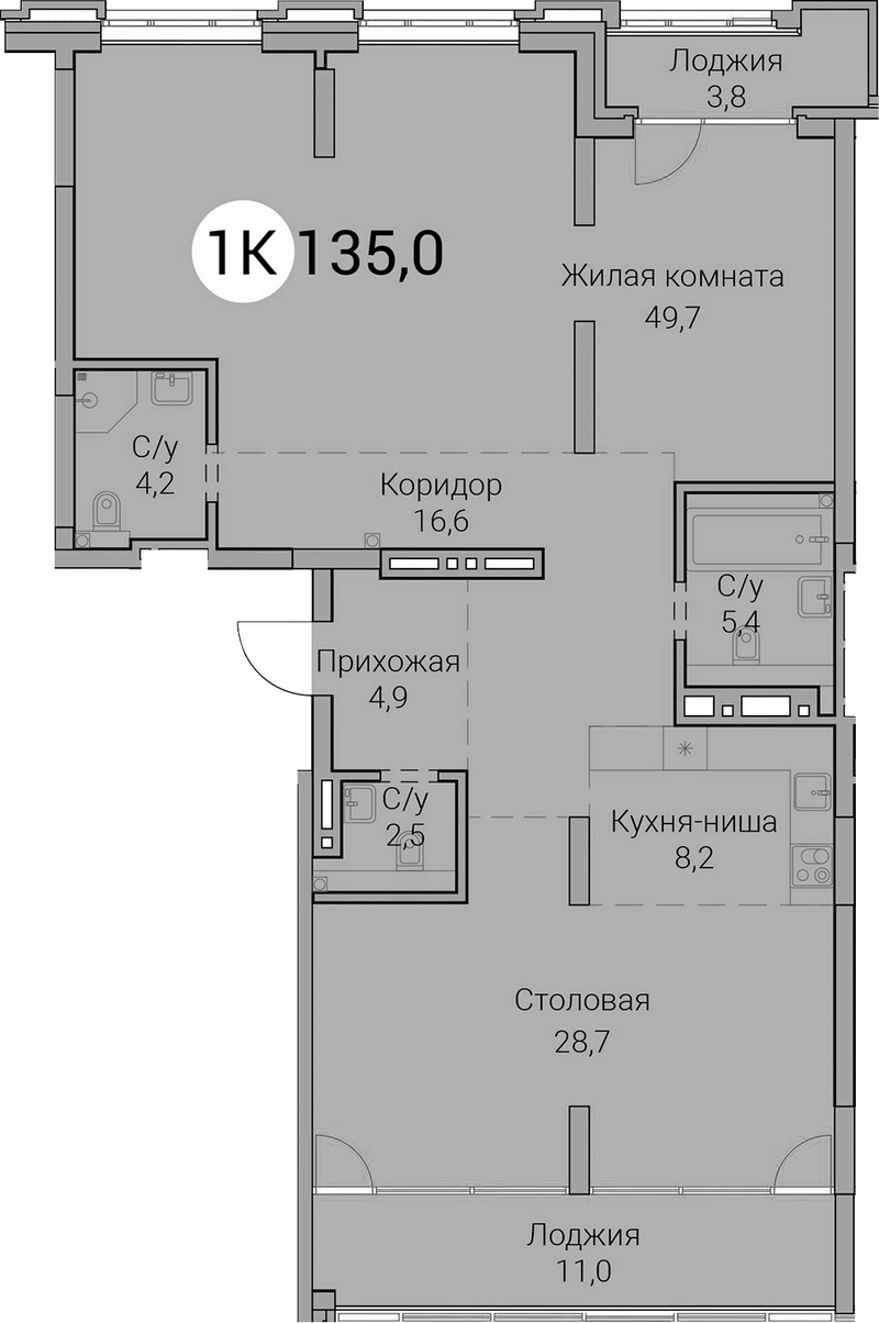 Планировка 2е-к.кв 120.20 м² в ЖК «Тайм Сквер»