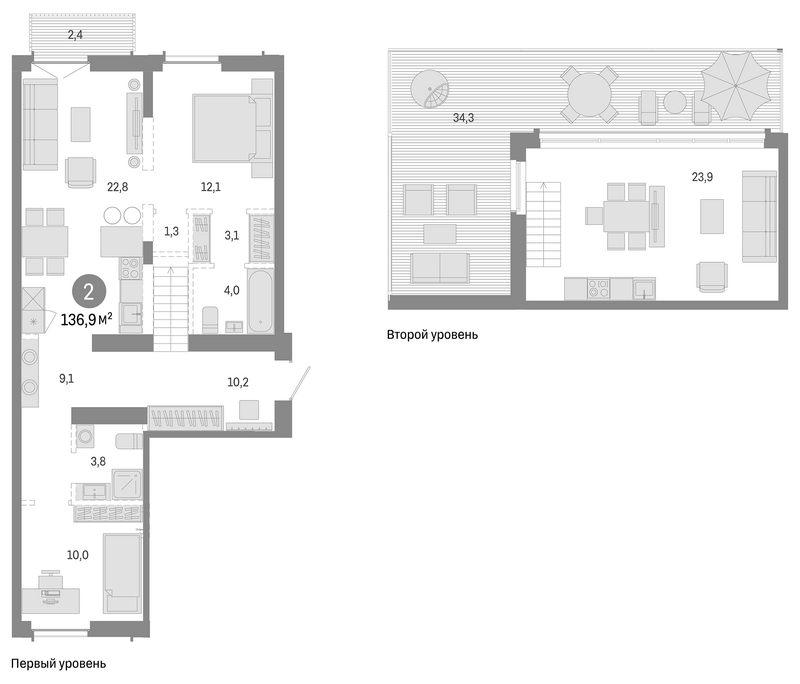 Планировка 3е-к.кв 100.20 м² в ЖК «Европейский берег»