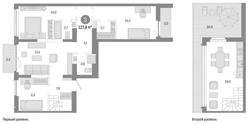 Планировка 4е-к.кв 101.80 м² в ЖК «Европейский берег»
