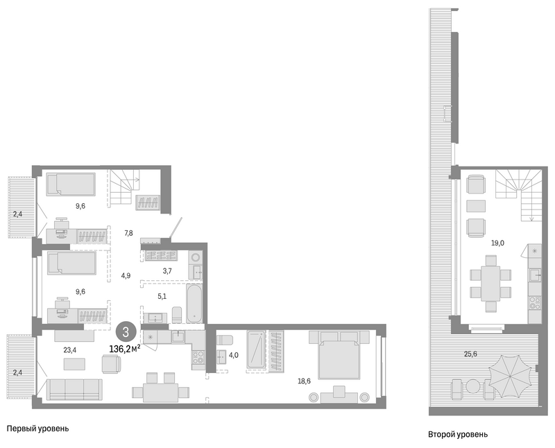 Планировка 4е-к.кв 105.80 м² в ЖК «Европейский берег»