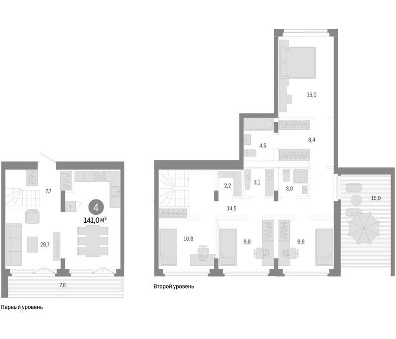 Планировка 5е-к.кв 118.40 м² в ЖК «Европейский берег»
