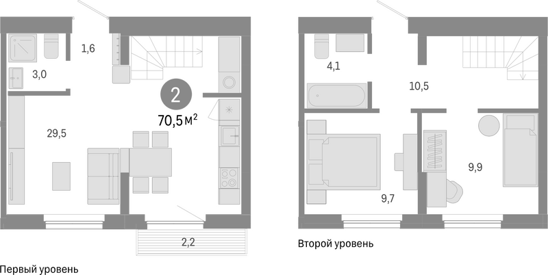 Планировка 3е-к.кв 68.30 м² в ЖК «Пшеница»