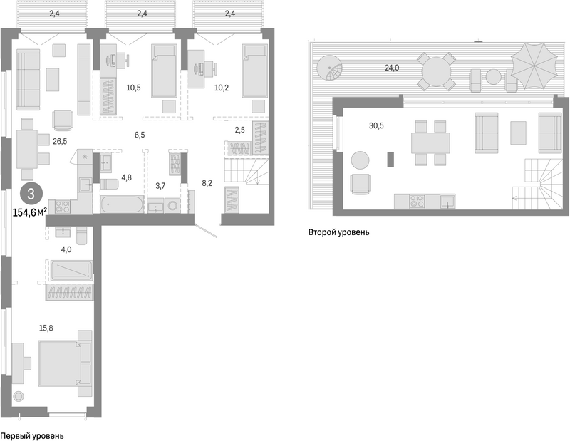 Планировка 5е-к.кв 123.40 м² в ЖК «Европейский берег»